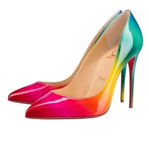 Christian Louboutin Pigalle Follies Rainbow Patent Leather Pumps EU 38 US 7.5
